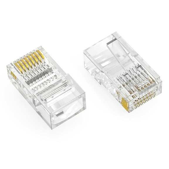ACCL RJ45 Cat.5E UTP Feed Through Plug for Solid and Stranded 3-Prong 50 Micron 100pk, 1 Pack