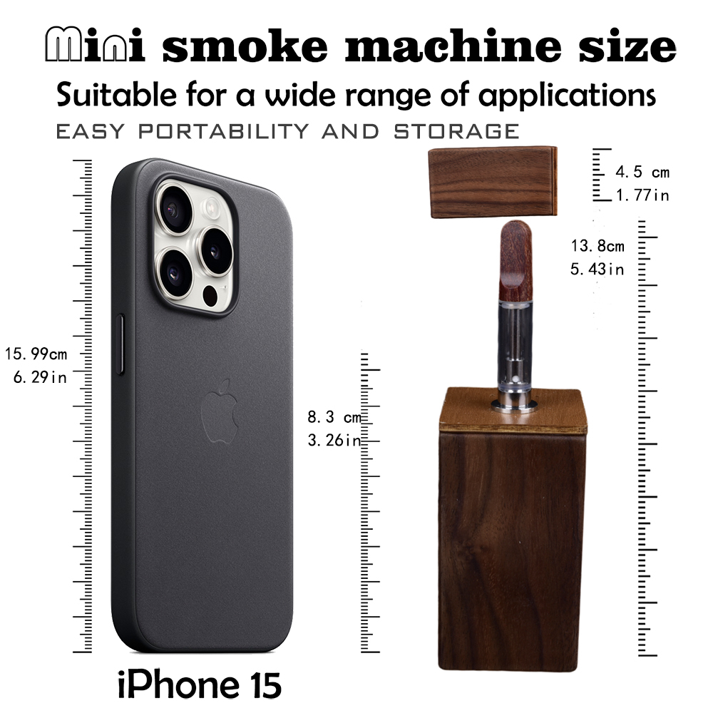 Mini Smoke Machine Fog for Halloween，Bamboo Products，Wireless Remote Control Fog Machine Suitable for  Photography， Party