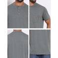 thumbnail image 7 of DARING DIVA Men's Henley Crew Neck Short Sleeve Button Down T-Shirt M Gray, 7 of 7