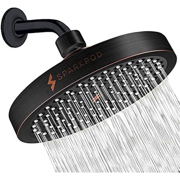 SparkPod Shower Head - High Pressure Rain - Luxury Modern Look - No Hassle Tool-less 1-Min Installation - The Perfect Adjustable Replacement For Your Bathroom Shower Heads (Nickel Brushed)