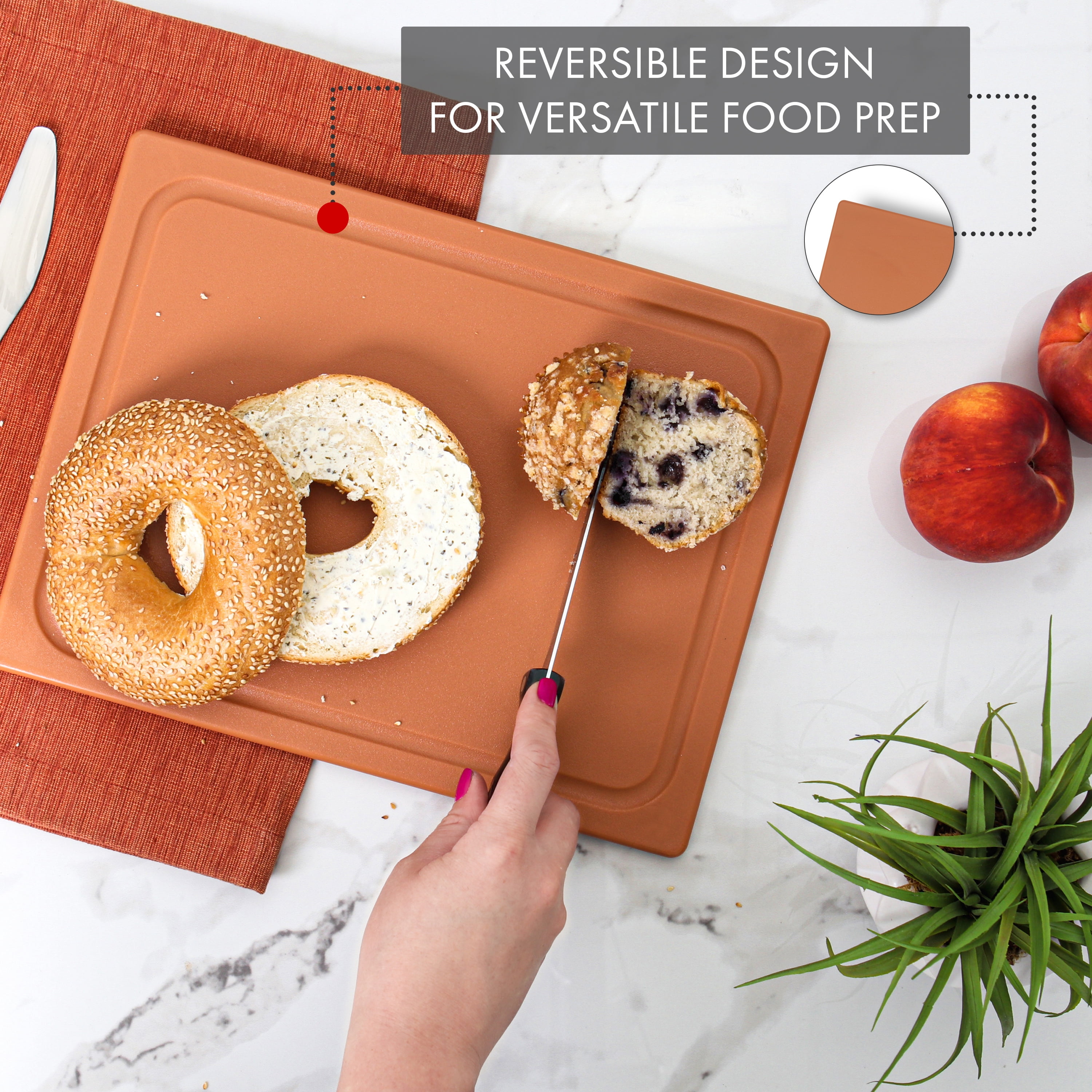 Dexas 10 x 13 Poly Cutting Board with Juice Well in Sandstone
