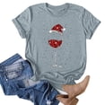 thumbnail image 3 of Gibobby Tops navideños para Mujer Camiseta para mujer, camisetas casuales con estampado navideño, camisetas de manga corta con cuello redondo, blusa tipo túnica(Gris,XG), 3 of 5