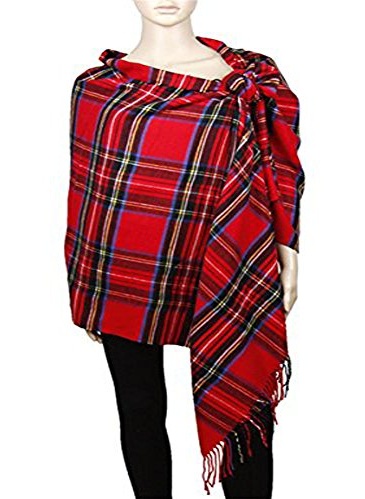 Women Oversized Scottish Clan Tartan Plaid Cashmere Feel Shawl Wrap Winter Scarf