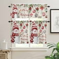 thumbnail image 2 of Merry Christmas Kitchen Curtains and Valances Set, Xmas Ball Poinsettia Red Berry Linen Texture Rod Pocket Window Valance Window Curtain Panels for Living Room Bedroom Laundry, 27.5x36in, 3 Pieces, 2 of 7