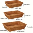 thumbnail image 3 of 1/2/3pcs Poly Wicker Bread Basket Woven Bread Baskets Rattan Fruit Basket Tabletop Food Basket for Vegetables Restaurant Home Kitchen Serving Display, 3 of 9