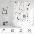thumbnail image 6 of Teal Beige Flower Shower Curtain for Bathroom, Modern Minimalist White Waterproof Fabric Shower Curtain Set with Hooks 72x72 Inch, 6 of 7