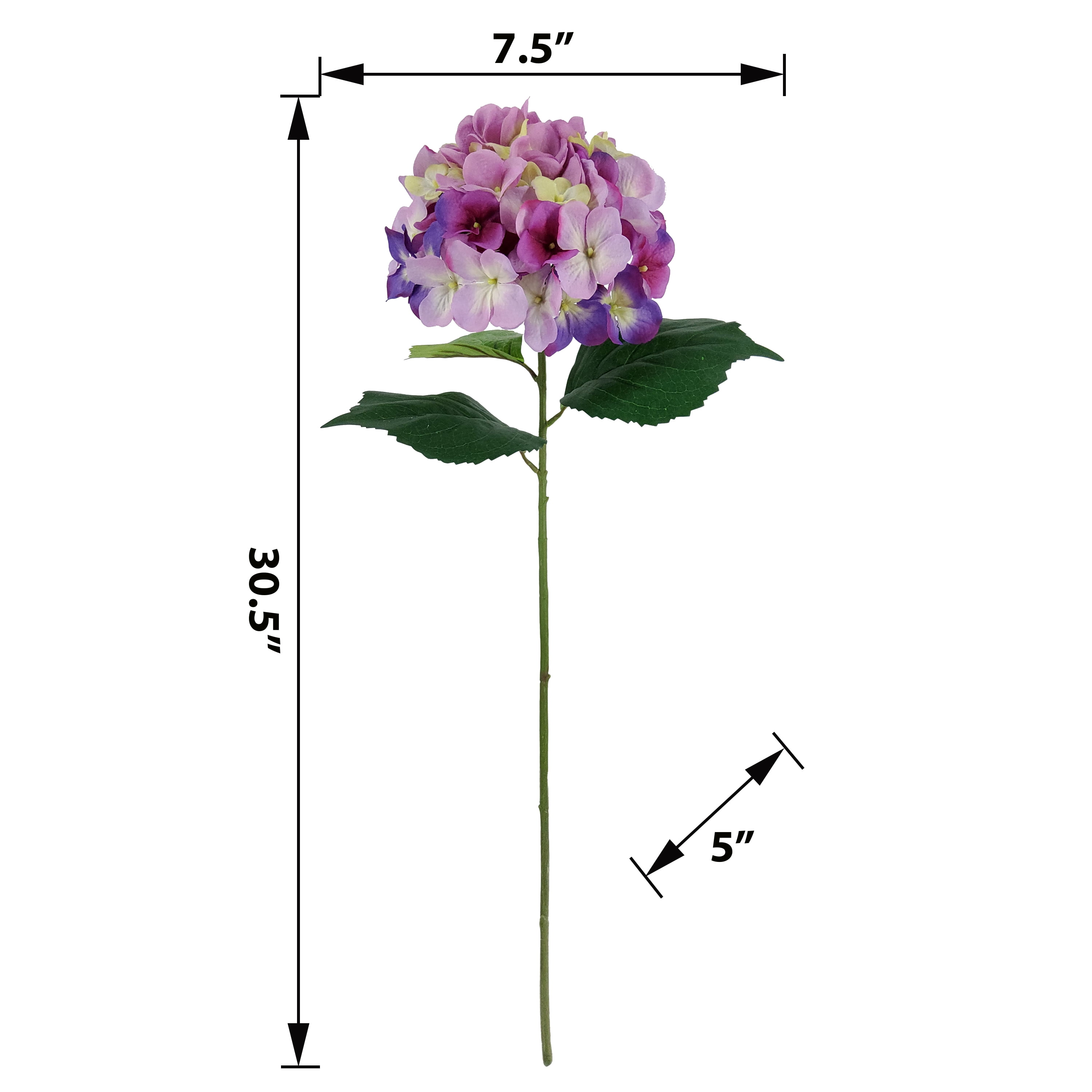 Mainstays Indoor Artificial Hydrangea Flower Stem, 30.5 in, Polyester, Purple