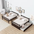 thumbnail image 4 of Leumius Full Over Full Size Bed Frame with Trundle, Ladder and Guardrails, Convertible to 2 Full Size Beds, Rubber Wood Bed with Twin Size Trundle for Boys Girls Espresso, 4 of 9