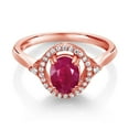 thumbnail image 2 of Gem Stone King 1.34 Ct Oval Red Ruby 18K Rose Gold Plated Silver Ring (Size 8), 2 of 4