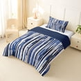 thumbnail image 2 of Homewish Blue Gray Black Twin Comforter Sets,Abstract Brush Strokes Bedding Set,Navy Blue Reversible,2-Piece,1 Comforter and 1 Pillowcase, 2 of 7