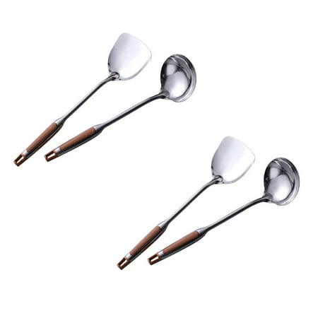 

Rice Bowls 2Pcs Fry Cooking Utensil With Wooden Handle Cooking Tools Wok Spoon And Wok Turner Stainless Steel Cooking Utensils