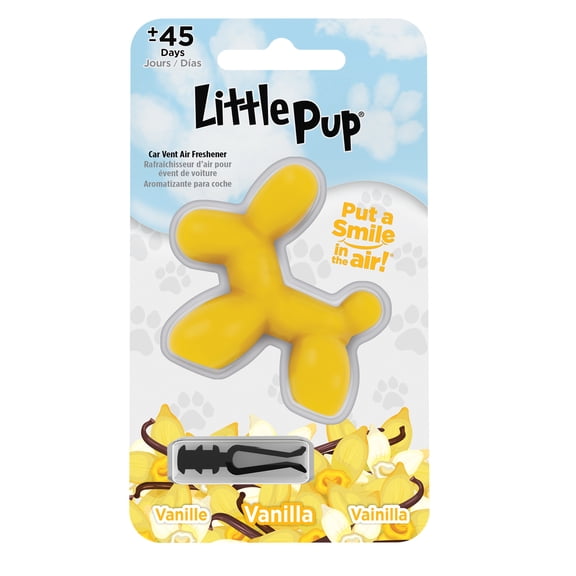 Little Pup 96602 Vanilla Scent, Car Air Freshener, Clips to A/C Air Vent, Set of 1