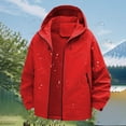 thumbnail image 4 of Lightweight Rain Jacket Women Waterproof Breathable Raincoat Packable Hooded Windbreaker Deep Red 2XL, 4 of 4
