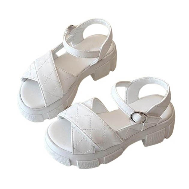 Zapatos de Bebé Negros Estilo Británico Sandalias Gruesas con Tacones Gruesos Zapatos Redondos de las Niñas
