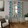 thumbnail image 2 of Ambesonne Flowers Grommet Curtain, Leafy Garden Design Print, 50"x120", Ceil Blue Dark Pink and Green, 2 of 5