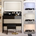 thumbnail image 3 of Leumius Makeup Vanity Set with 3 Color Lighted Mirror,Extra Large LED Mirror,Large Capacity Storage Dressing Table for Bedroom,Black, 3 of 4