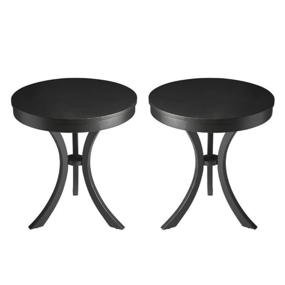 Home Square Round End Table in Black Licorice - Set of 2