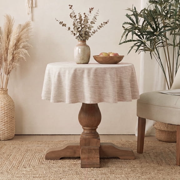 ICEANT 24 inch Round Tablecloth, Linen Woven Waterproof Table Cover, Solid Textured Linen Spill-Proof Table Cloth, Wrinkle Free Party Tablecloth For Outdoor Indoor, Khaki