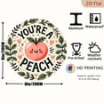 thumbnail image 2 of 1pc Retro Metal Circular Aluminum Painting - _You're a Little Peach_ Wall Art, Vintage Style with Whimsical Peach & Leaf Design, Perfect for Bedroom, Living Room, Dining Room, 8*8inch, 2 of 6