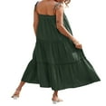 thumbnail image 5 of PENGXIANG Femmes d'Été Spaghetti Sangle Longue Maxi Robe Haut Bas Robe à Volants Étagée en Vrac Plage Fluide Robe Longue Abricot XL, 5 of 5