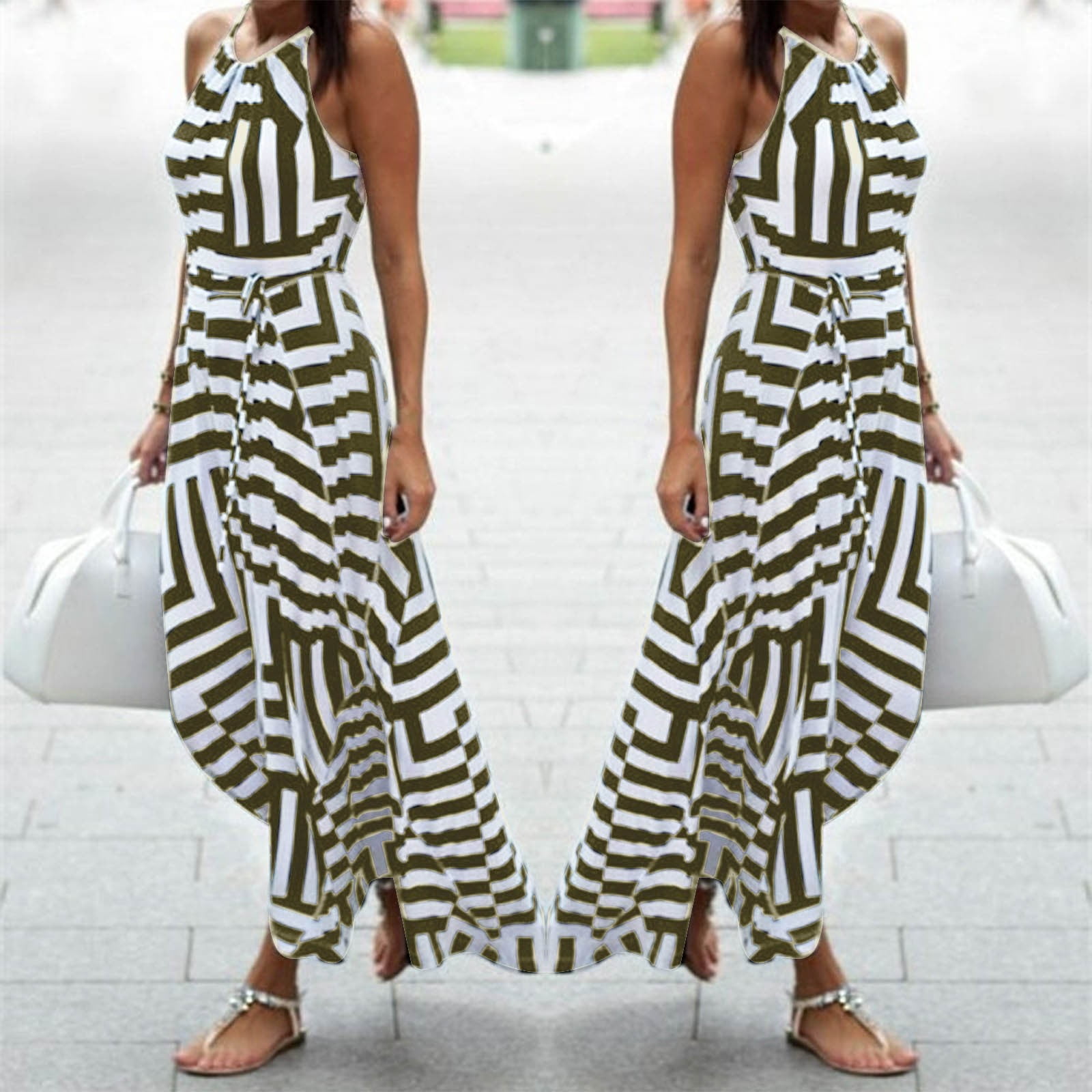 SHEIN Holidaya Robe Longue Tissée à Imprimé, Style Bohème Avec