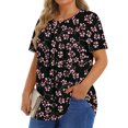 thumbnail image 4 of Fantaslook Dressy Blouses for Women Pleated Short Sleeve Tunic Tops Casual Floral Shirts, 4 of 8