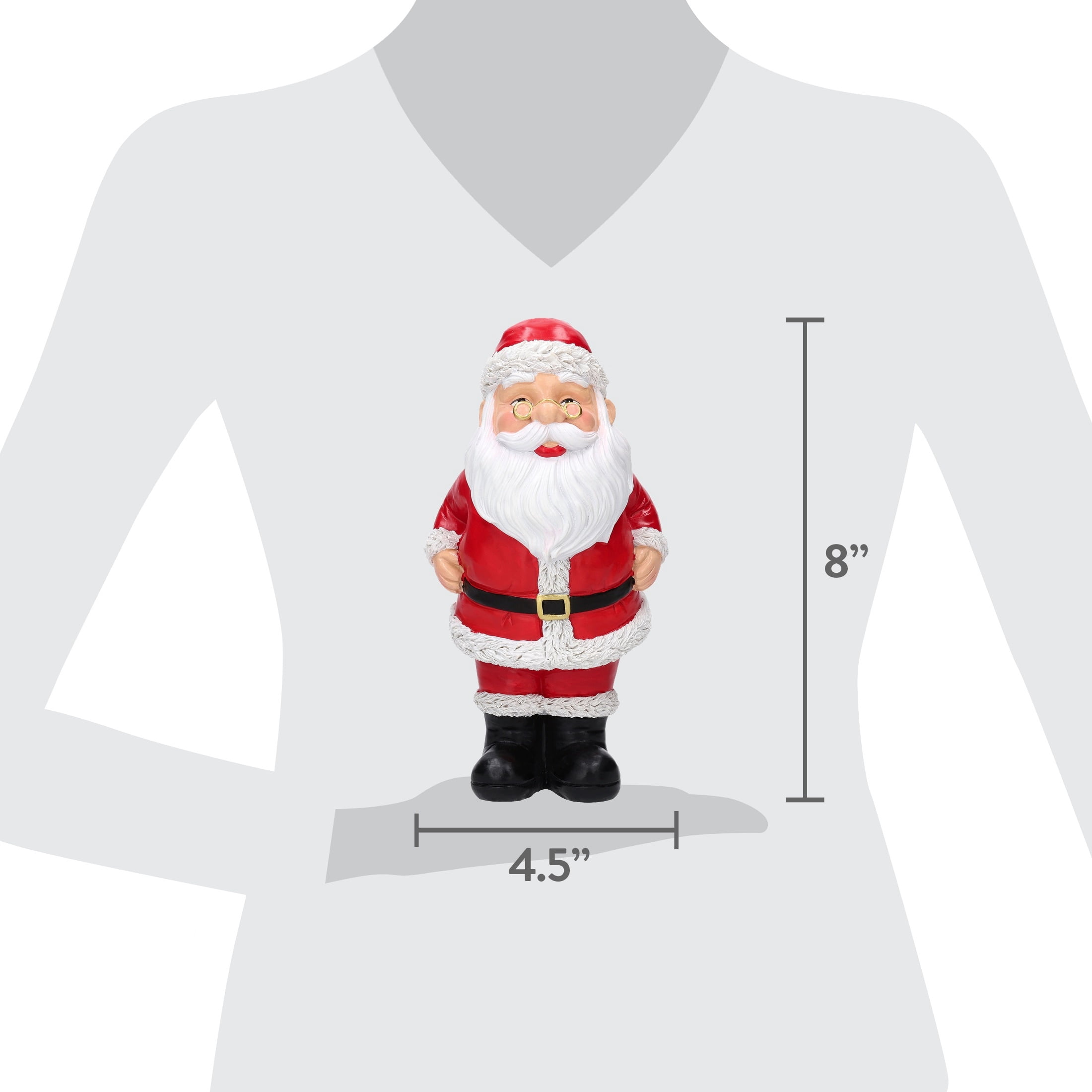 Santa Claus Christmas Decoration, Red and White, 8", by Holiday Time