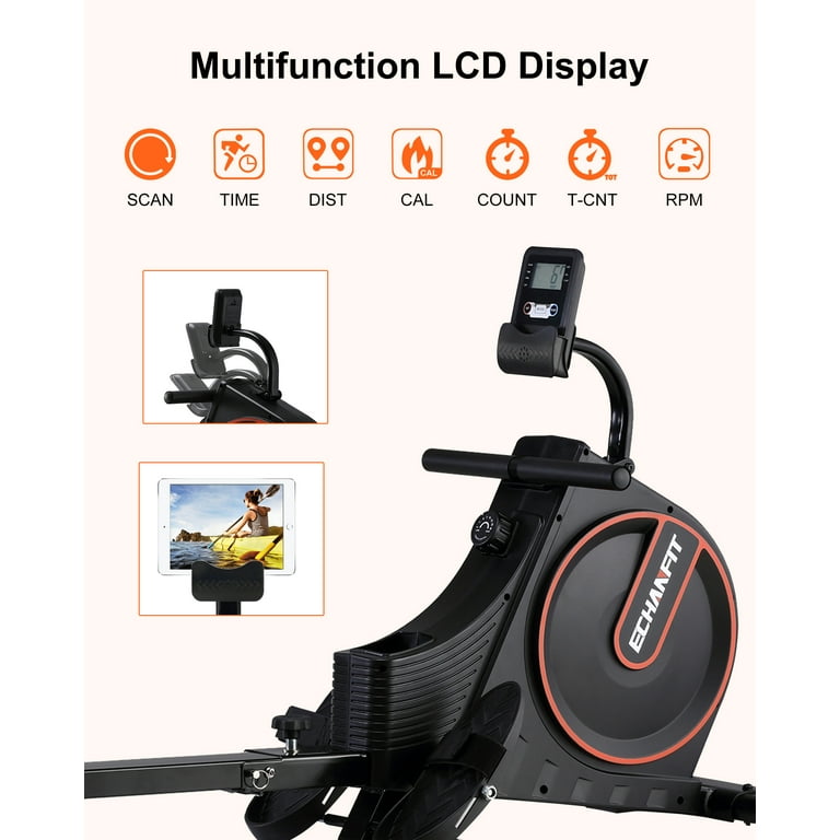 ECHANFIT Rowing Machine with LCD Monitor 16 Levels Magnetic Adjustable Resistance 350 lb Weight Capacity for Home Office Use Walmart