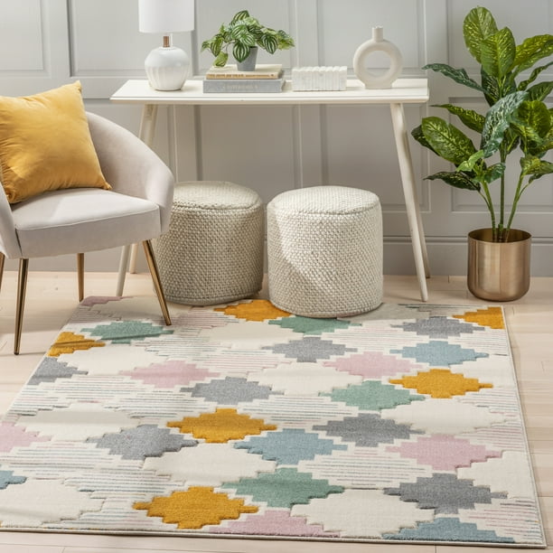 Well Woven Emelia Multi Yellow Triangles Abstract Modern Area Rug 8x10 (7'10" x 9'10