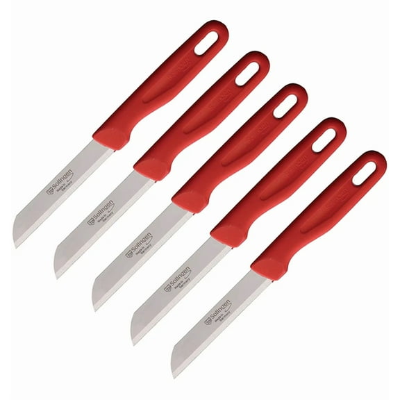 5 Pack Solingen Kitchen Fruit Knife 3.25" Solingen Steel Blade Plastic Handle