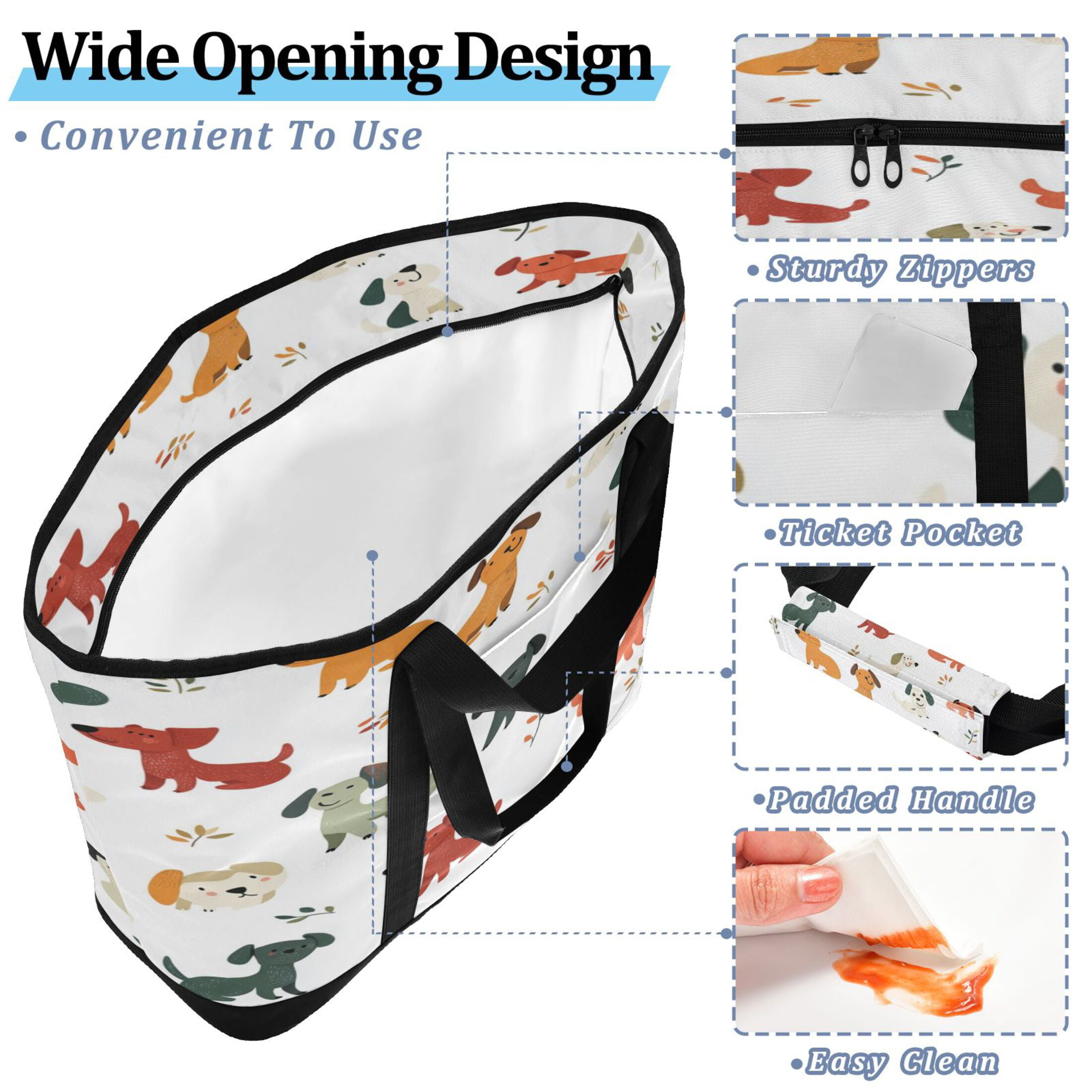 Large Hand-held Ice Pack Picnic Bag Insulation and Refrigeration Suitable for Shopping Picnics and Camping Super Cute Puppy