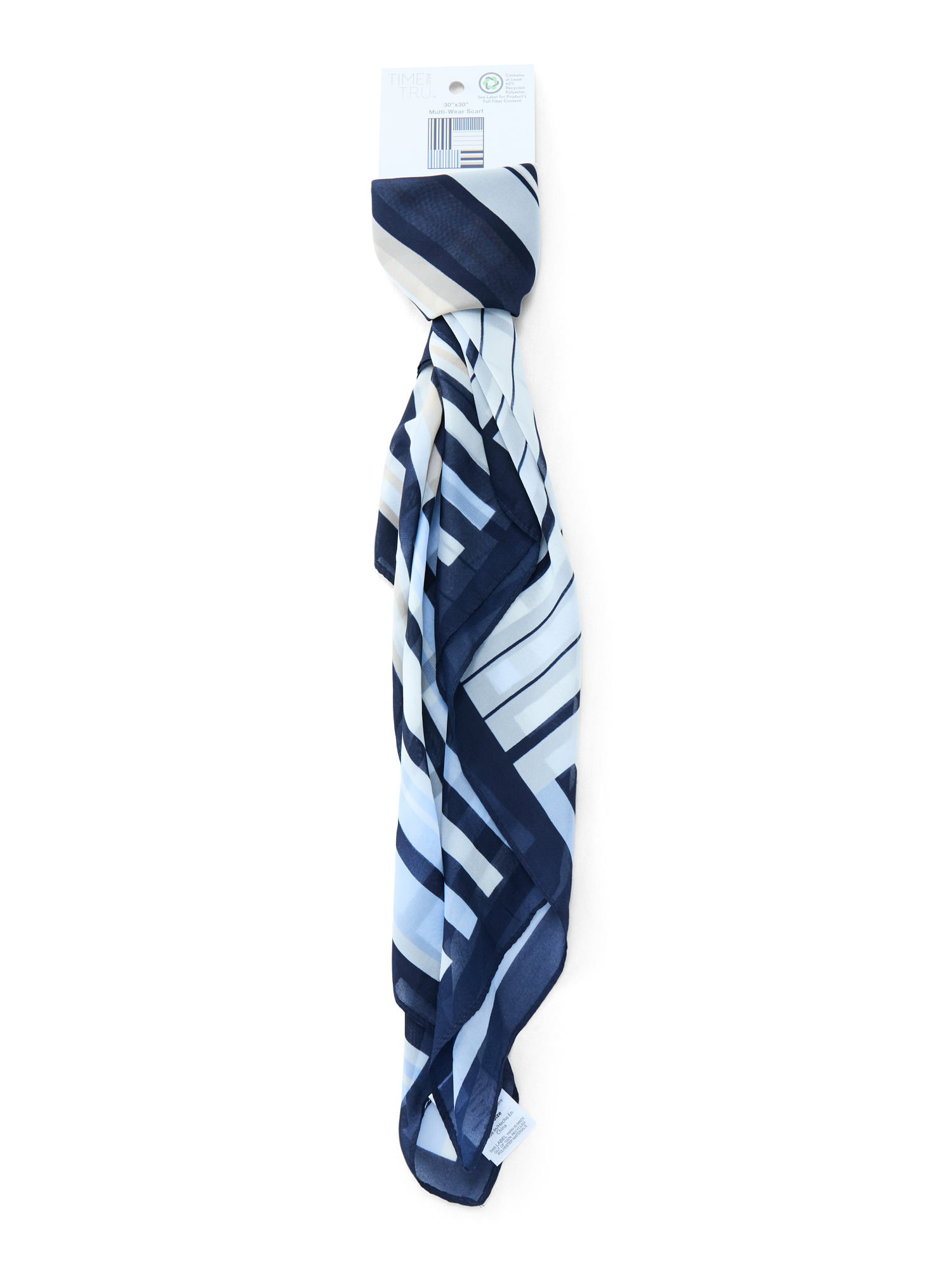 Time and Tru Women's Stripe Scarf for Adults with Bold Collage Pattern