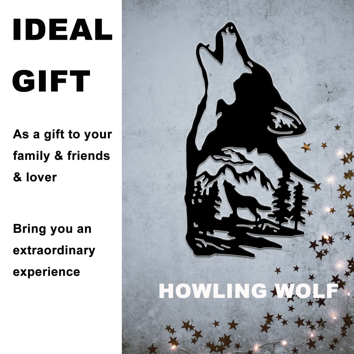 Wolf Resin Mold, Howling Wolf Wall Decor Resin Mold for Resin Casting, Wolf with Mountain and Forest Tree Wall Art Animal Silicone Mold for Wall Hanging, Window Door Decor