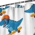 thumbnail image 3 of Skateboarding Dinosaur Pattern Shower Curtain 72"x84" ,Bathroom Decorative Shower Curtains Set with 12 Hooks,Modern Waterproof Washable Shower Curtain, 3 of 6