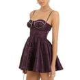 thumbnail image 4 of Opperiaya Robe d'Été Décontractée pour Femmes Robe Trapèze Patchwork Strass Croisée Dos Nu Mini Robe Mode Sans Manches Cami Robe, 4 of 9