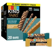 KIND Thins Variety Pack, Dark Chocolate Nuts & Sea Salt Bars and Caramel Almond & Sea Salt Bars, 0.74 oz, 20 Count
