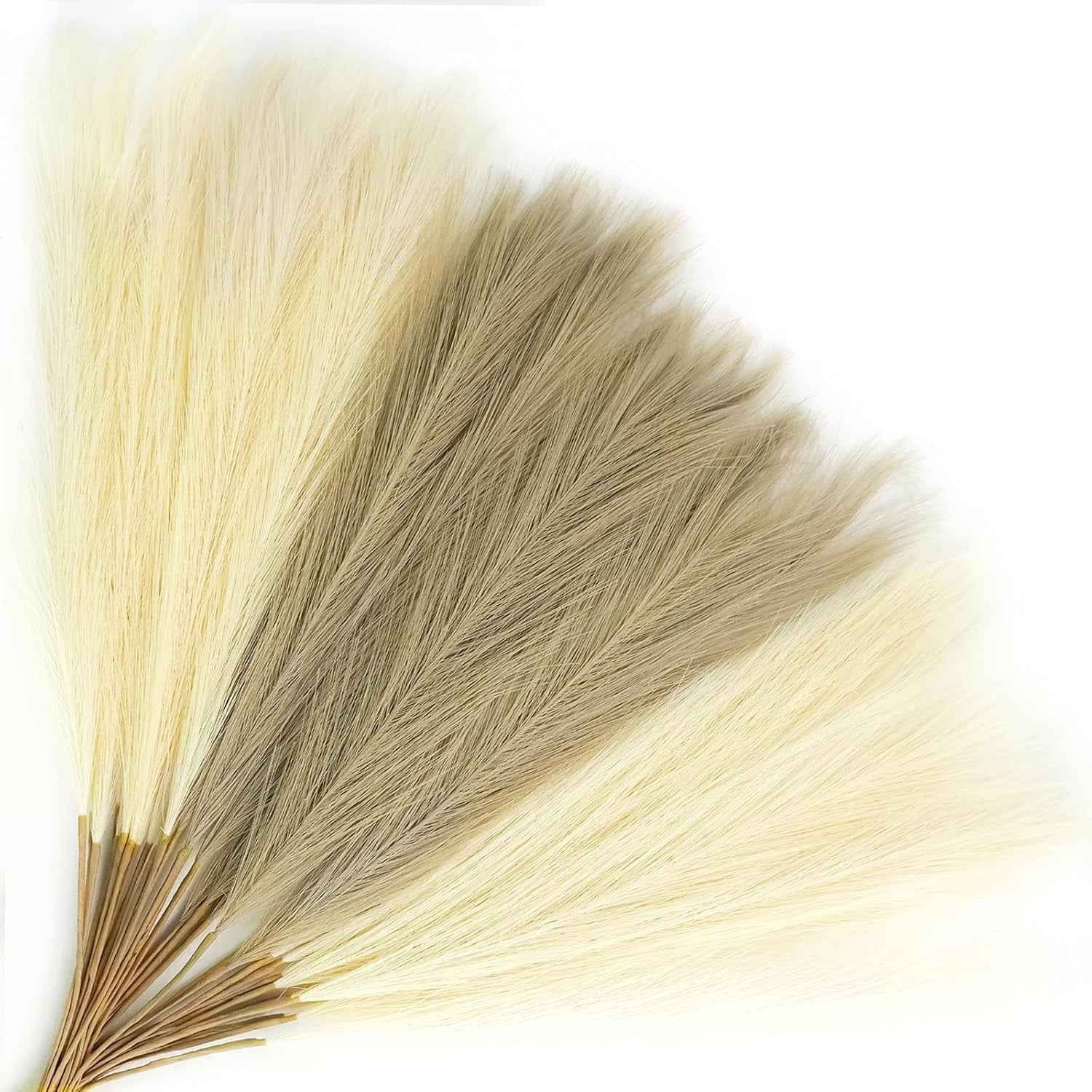 30 artificial pampas grass petals, 21.6 inches fluffy artificial colored pompom grass short blush faux pampas grass stem vase filler floral arrangement suitable for home wedding center decoration
