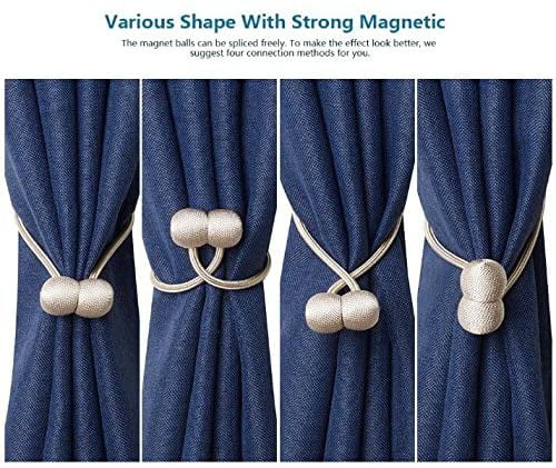 Used for Home Office Cafe Decorative Buckle No Need to Perforate Magnetic Snap Curtain Strap SUOXU 2 Pieces Magnetic Curtain Tiebacks Curtain Weaving Clip Curtain Clip Cord Buckle Beige 