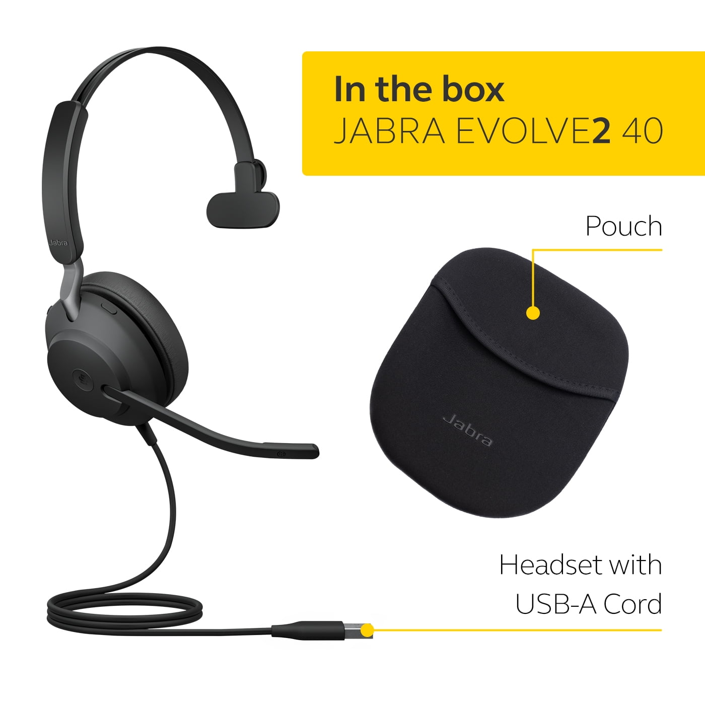 ［未開封］Jabra Evolve2 40 MS Stereo USB-A Jabra Evolve2 40 SE USB-A, MS Stereo Wired Headset: Electronics