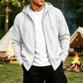 thumbnail image 2 of Men's Full Zip Hoodies Fashion Solid Color Sporty Jackets Fall Winter Outerwear Tops Long Sleeve Hooded Sweatshirts Loose Casual Outdoor Hoody Jacket with Pockets, 2 of 6