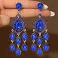thumbnail image 1 of AEXTO Long Full Rhinestone Teardrop Crystal Dangle Chandelier Drop Earrings Fashion Jewelry, 1 of 9
