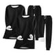 thumbnail image 1 of Puntoco 2 Piezas De Mujer De Color Sólido Cuello Redondo Bolsillo De Terciopelo Grueso Cálido top De Manga Larga + Pantalones De Terciopelo Traje Negro L, 1 of 3