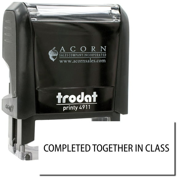 Self-Inking Completed Together In Class Stamp, Trodat Printy 4911, Press and Print Stamping, Impression Size 5/8" x 1-1/2", Up to 10,000 Impressions - Black Ink