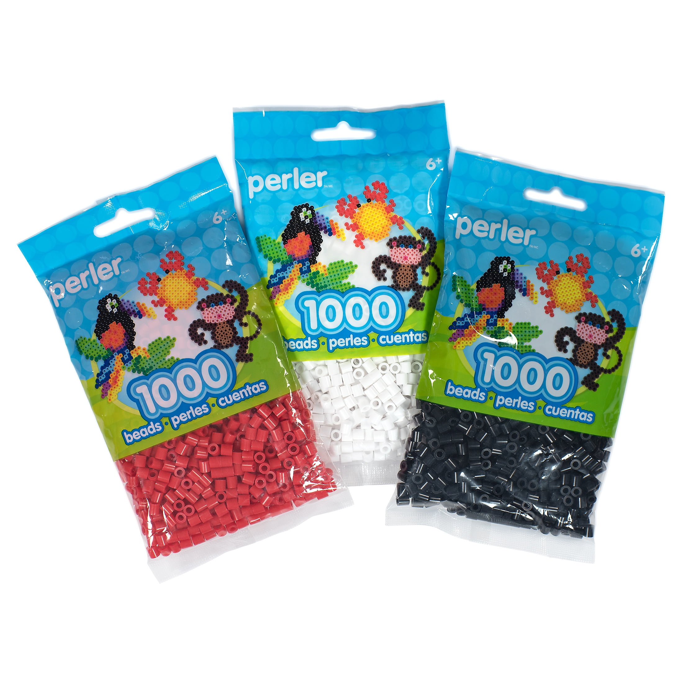 Perler Bead Bundle, Black, White, Red, 3.000 Pieces