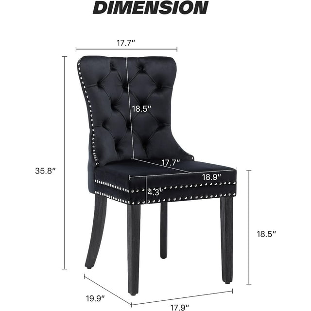 Westice Dining Chairs Set of 2 Tufted Dining Room Chair with Nailhead for Kitchen Restaurant Black
