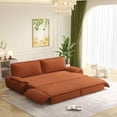 thumbnail image 3 of Timbernest 73.2" Queen Pull Out Sofa Bed, 3-in-1 Convertible Sleeper Sofa, Multi-Functional Corduroy Loveseat, Orange, 3 of 11