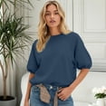 thumbnail image 2 of Unir Women's Raglan Puff Half Sleeve Crewneck Sweatshirt Oversized Cotton Feel Spring Casual Layering Top 1PC S-XXXL Plus Size Friendly, 2 of 4