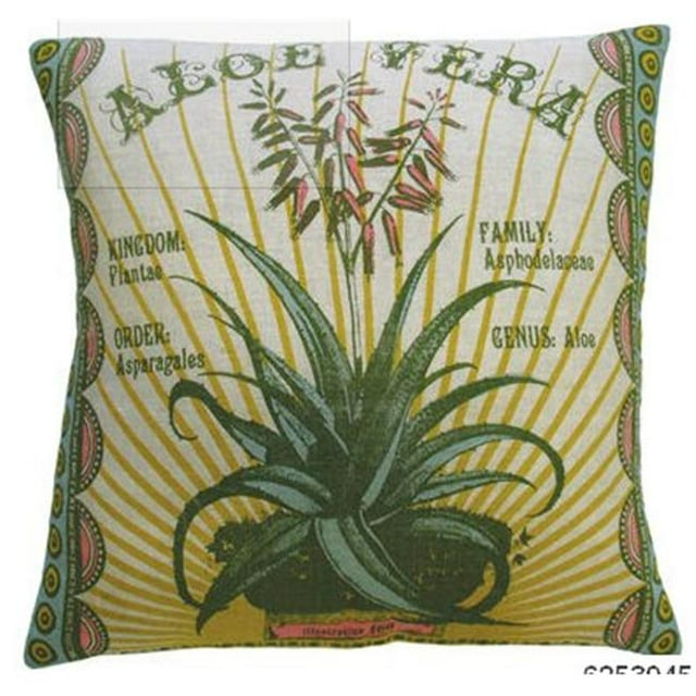 Koko Company 91802 Botanica- Pillow- 20X20- Linen- Aloe Vera Print.