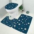 thumbnail image 2 of Navy Daisy Flower Pink Flowers Pattern Bathroom Rugs Sets 3 Piece,Toilet Cover Set,Absorbent Non Slip Bathroom Mats Sets with U-Shaped Contour Rug Toilet Rug Set, 2 of 5