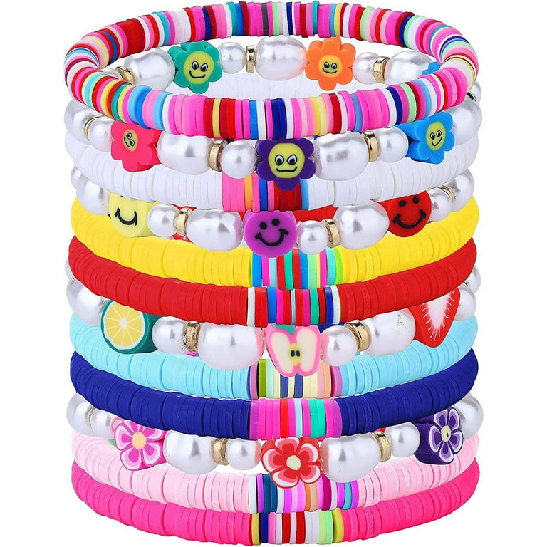Beaded Stretch Bracelets for Women Colorful Clay Fruit Smiley Bead